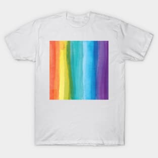 Painted Watercolor Brushstrokes Rainbow Stripes T-Shirt